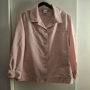 Bon Worth Women's Pink Checkered Button-Up Jacket.